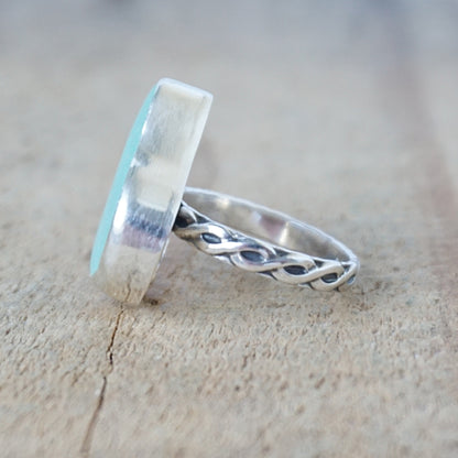 Size 6 1/2 Seafoam Green Sea Glass Statement Ring