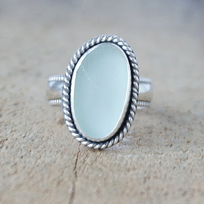 Size 8 Seafoam Green Sea Glass Statement Ring