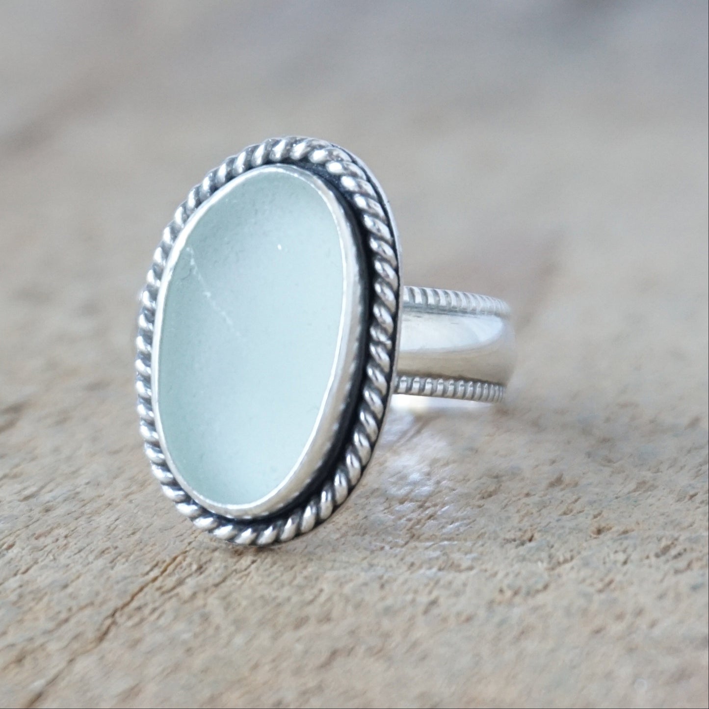 Size 8 Seafoam Green Sea Glass Statement Ring