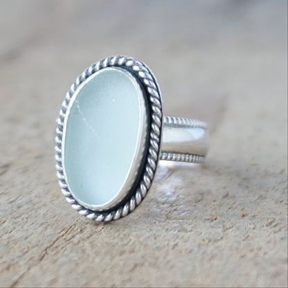 Size 8 Seafoam Green Sea Glass Statement Ring
