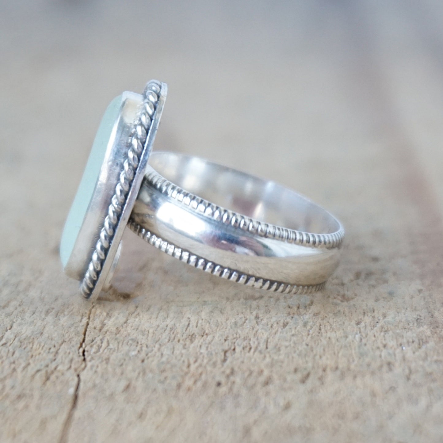 Size 8 Seafoam Green Sea Glass Statement Ring