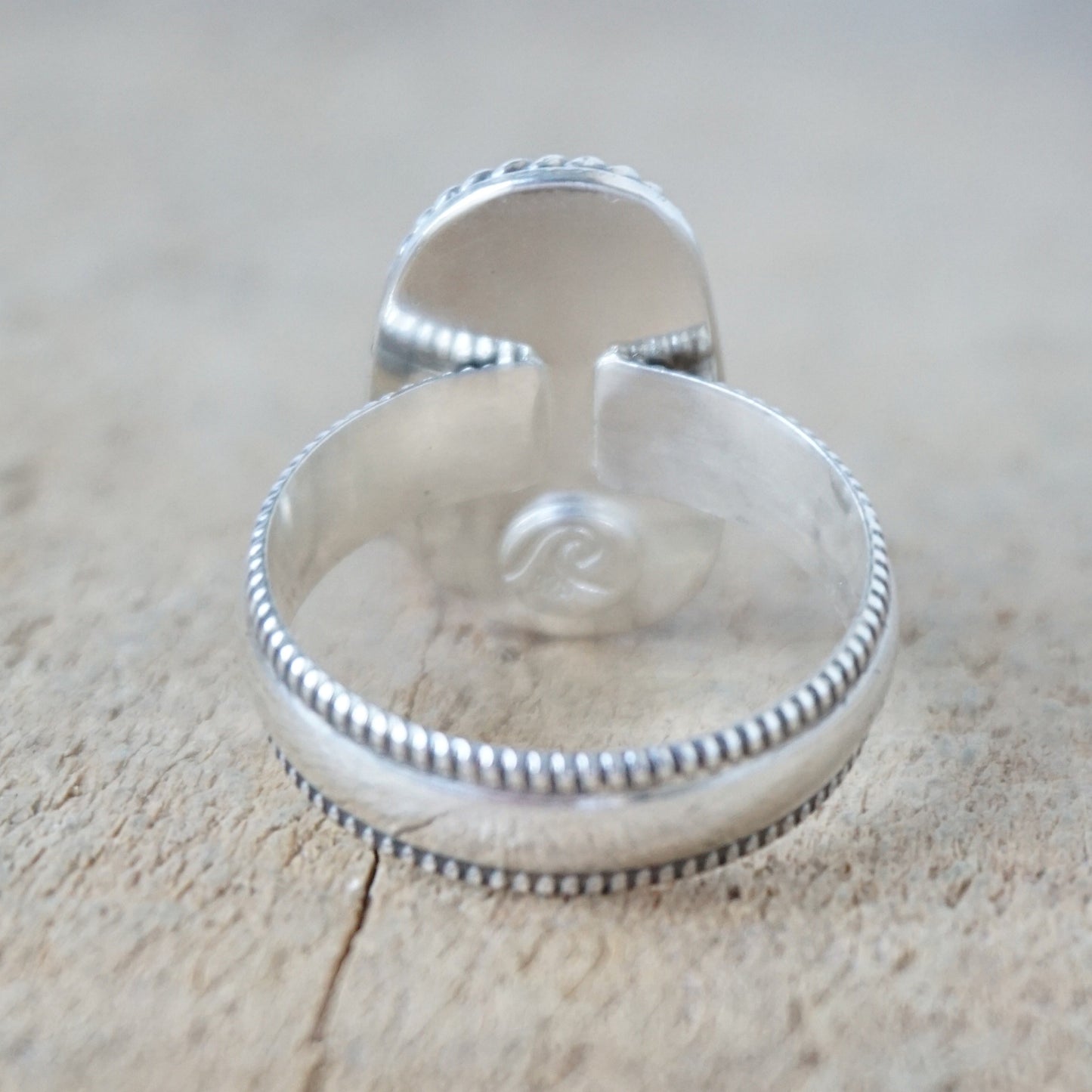 Size 8 1/2 Light Teal Blue Green Sea Glass Statement Ring