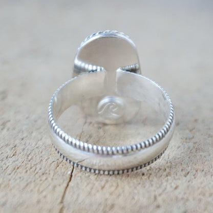 Size 8 1/2 Light Teal Blue Green Sea Glass Statement Ring