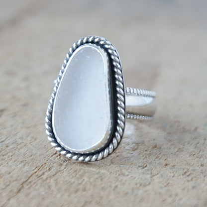 Size 7 1/2 Light Lavender Sea Glass Statement Ring