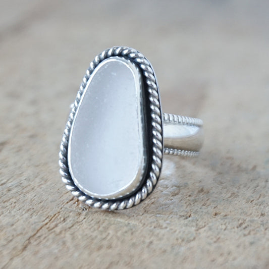 Size 7 1/2 Light Lavender Sea Glass Statement Ring