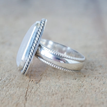 Size 7 1/2 Light Lavender Sea Glass Statement Ring