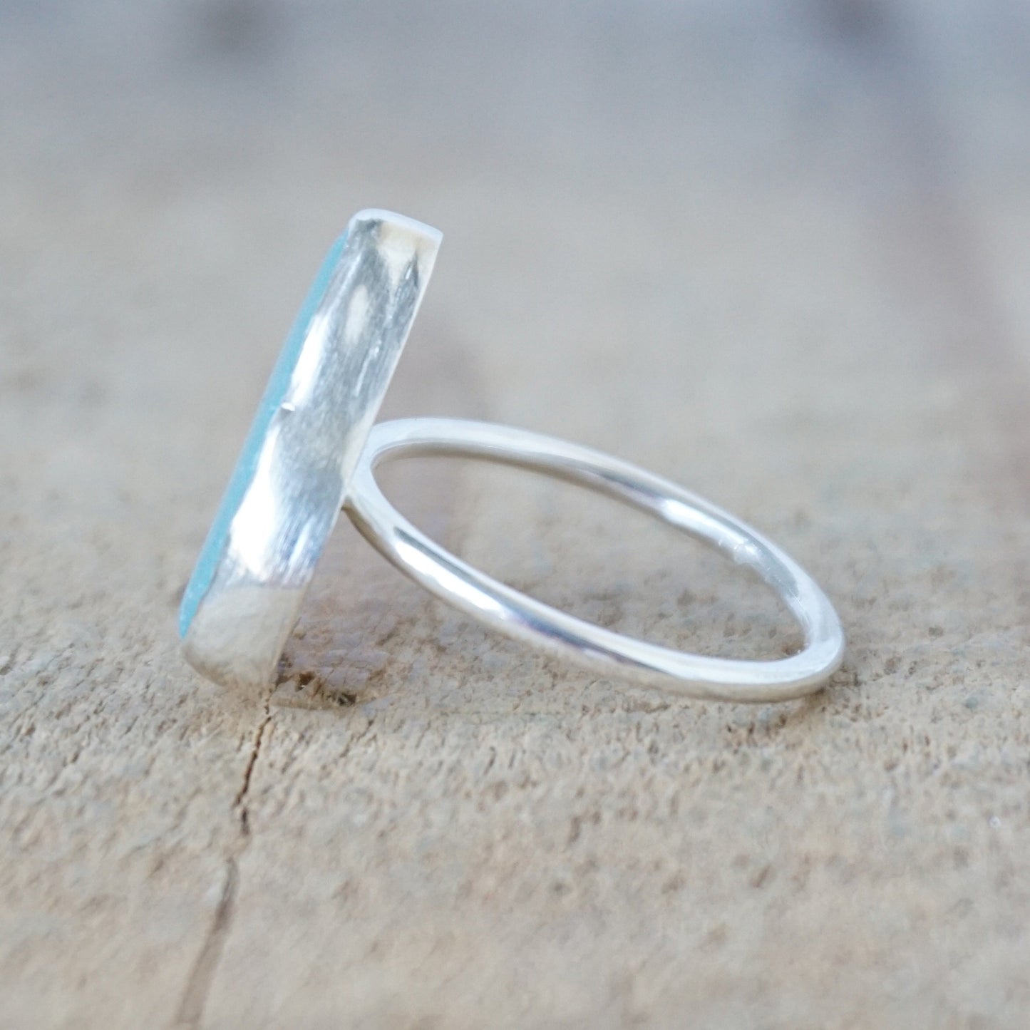 Size 8 Soft Aqua Blue Sea Glass Stacking Ring