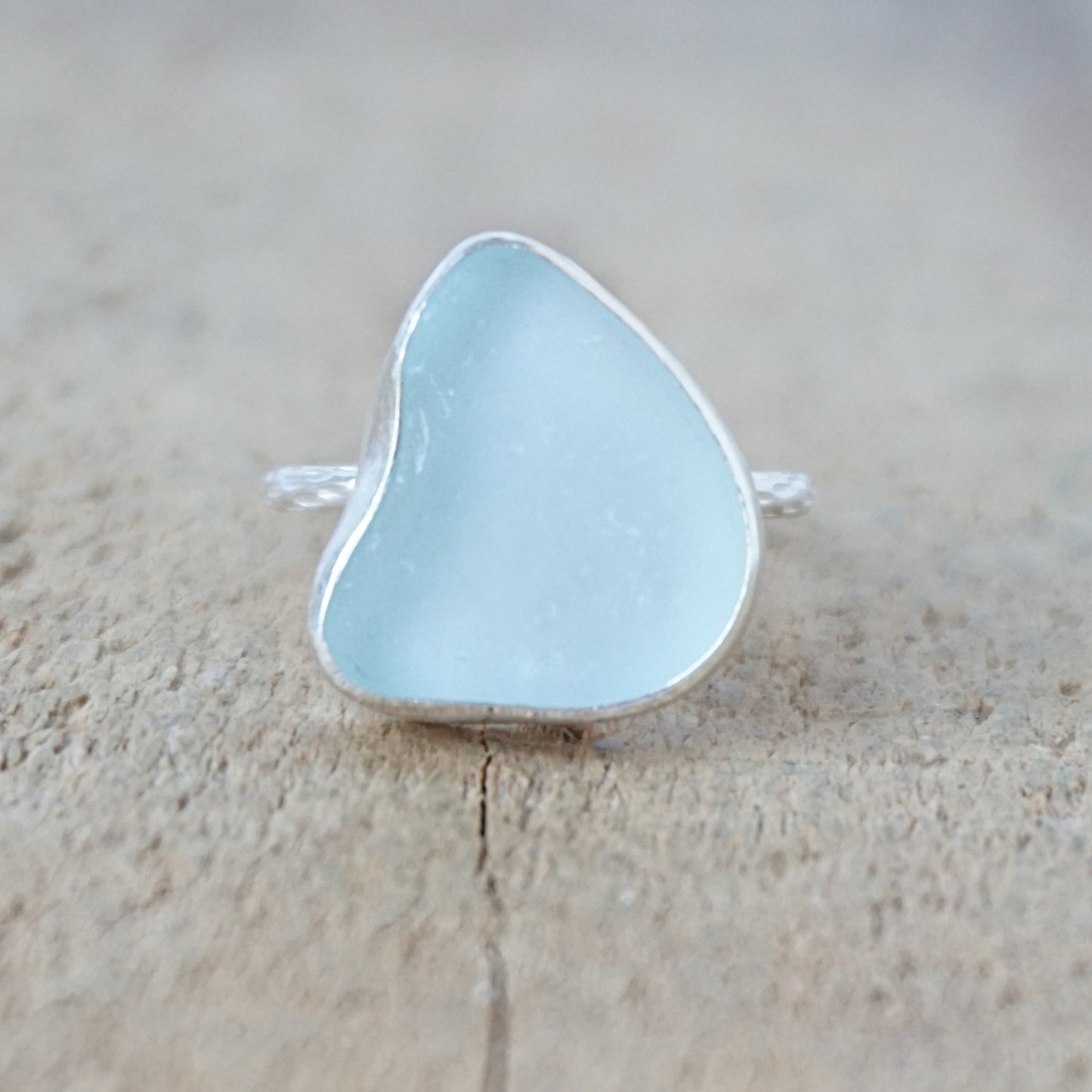 Size 6 Soft Aqua Blue Sea Glass Stacking Ring