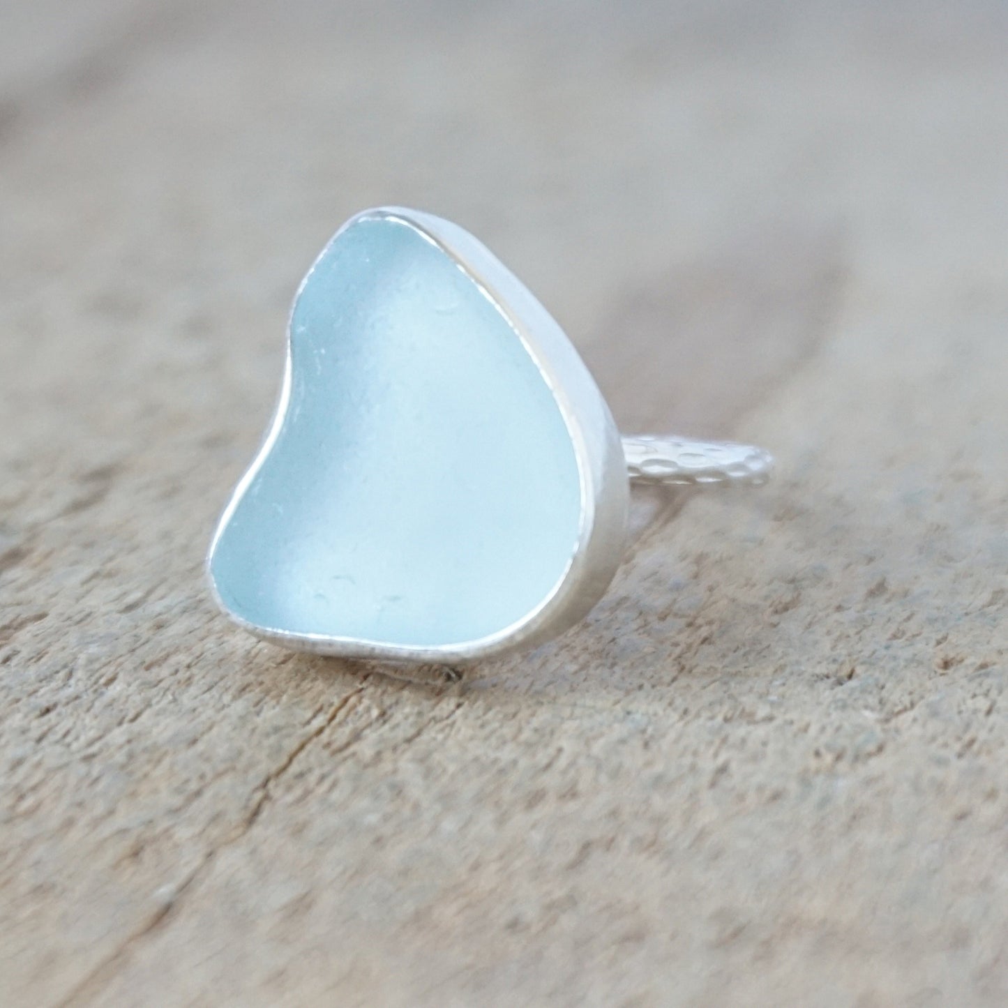 Size 6 Soft Aqua Blue Sea Glass Stacking Ring
