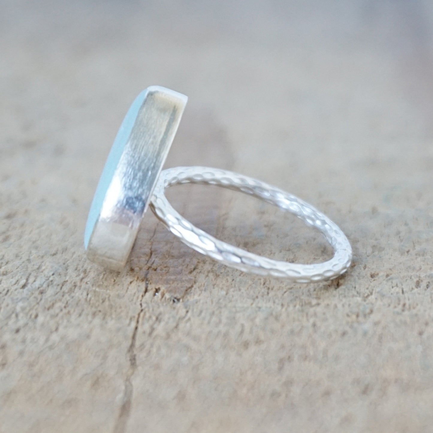 Size 6 Soft Aqua Blue Sea Glass Stacking Ring