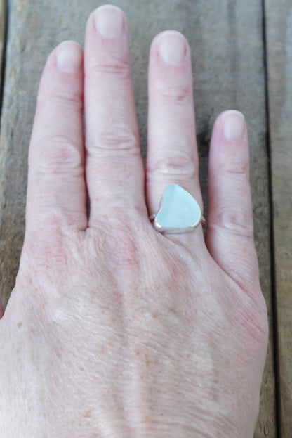 Size 6 Soft Aqua Blue Sea Glass Stacking Ring
