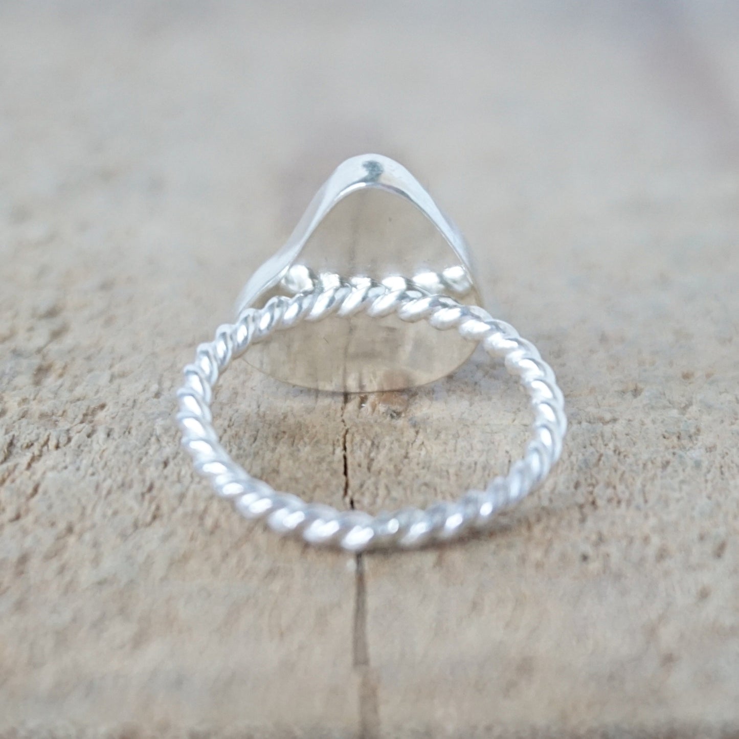 Size 6 1/2 Teal Blue Green Sea Glass Stacking Ring