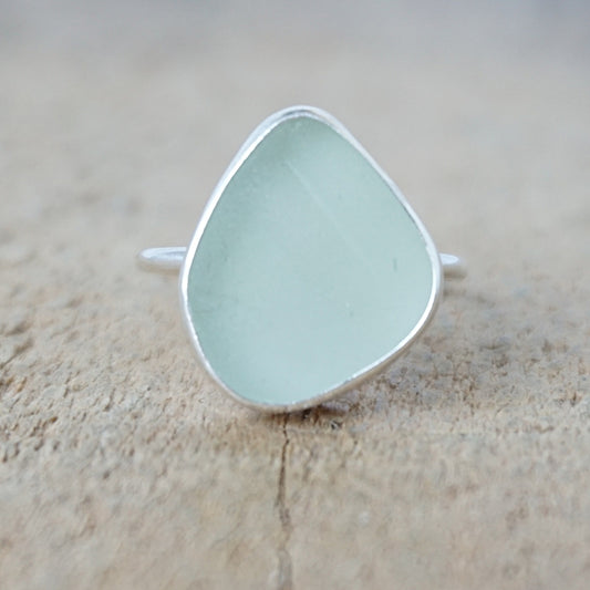 Size 8 Seafoam Green Sea Glass Stacking Ring