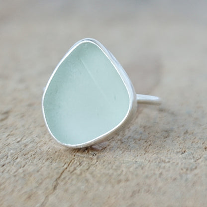 Size 8 Seafoam Green Sea Glass Stacking Ring