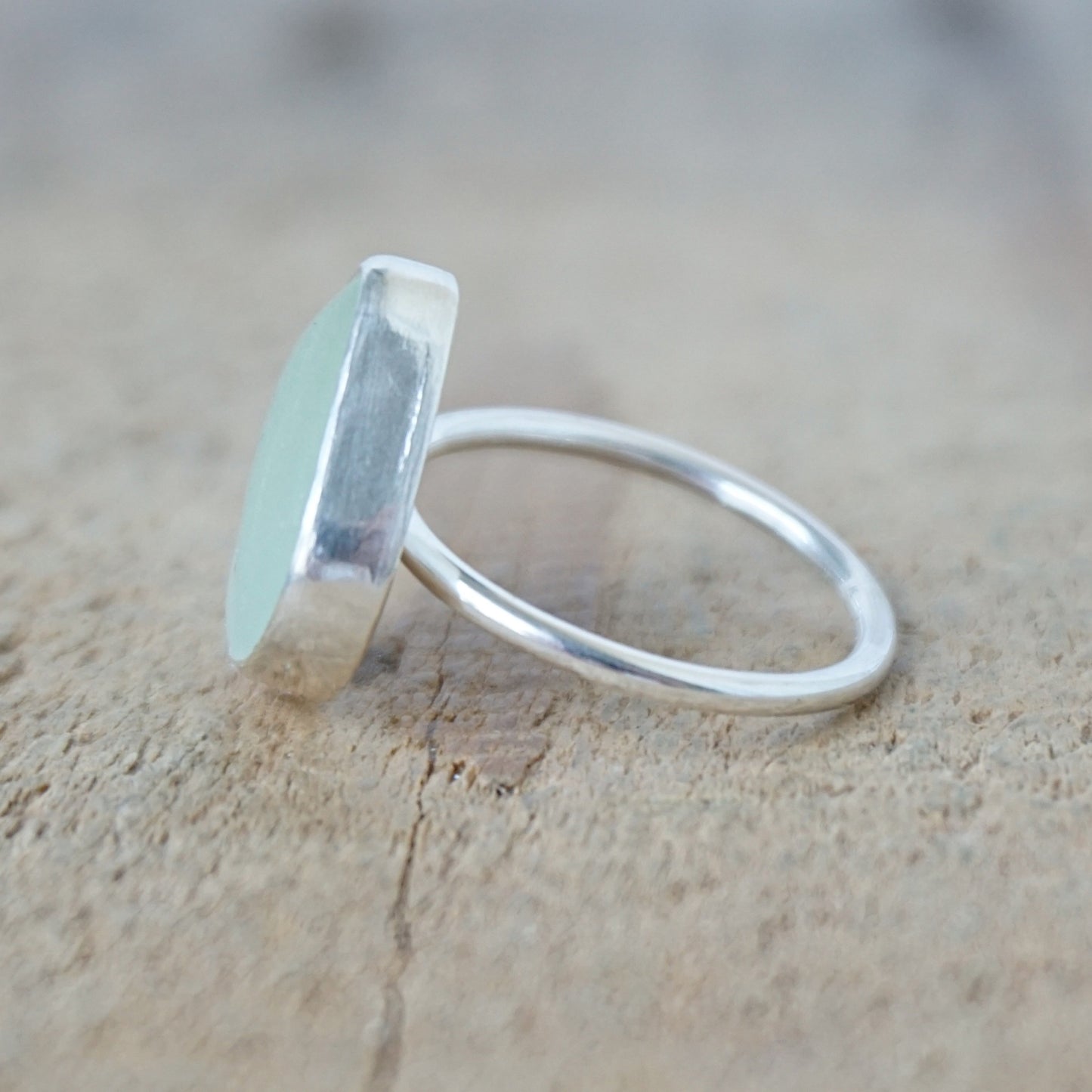 Size 8 Seafoam Green Sea Glass Stacking Ring
