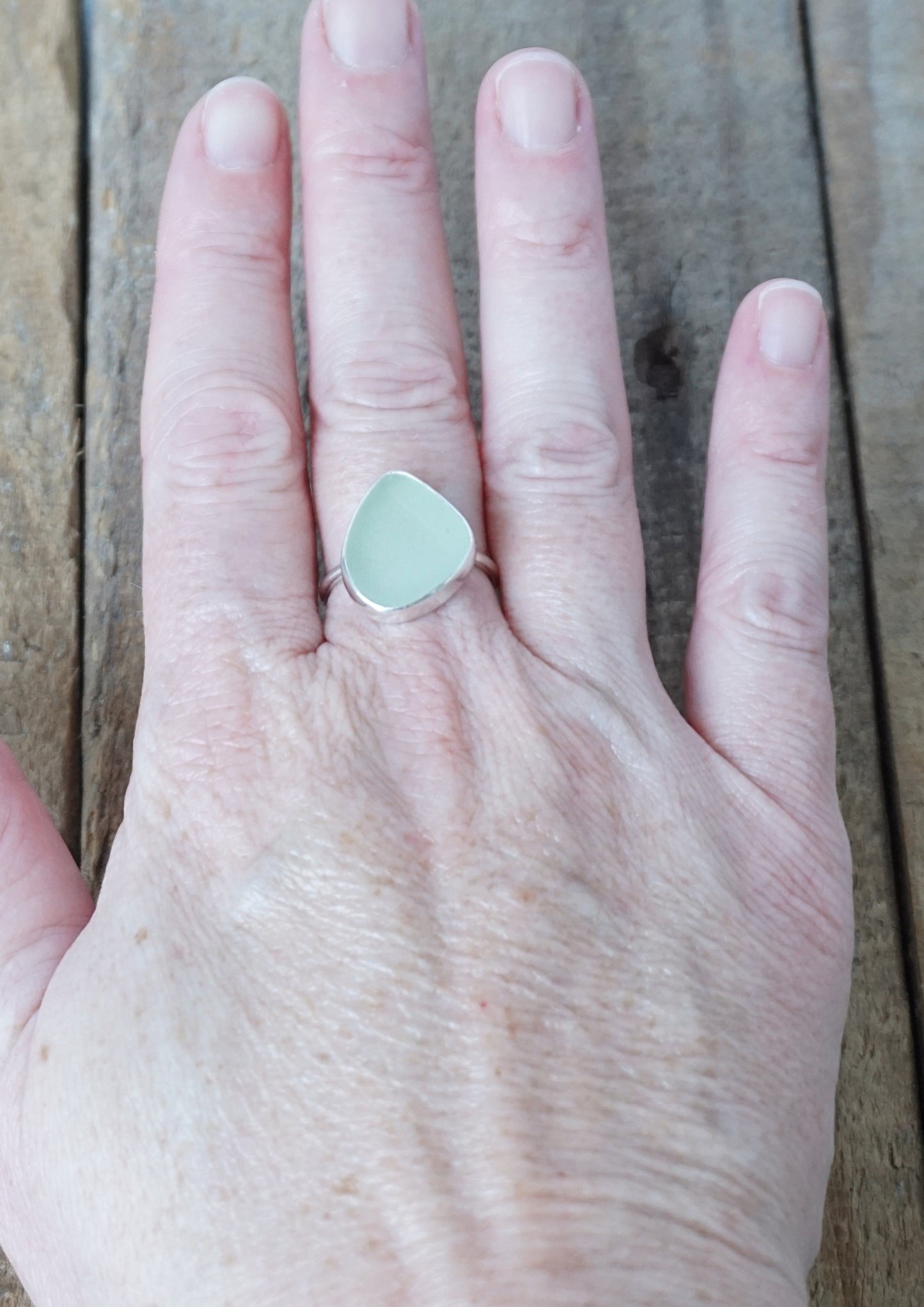 Size 8 Seafoam Green Sea Glass Stacking Ring