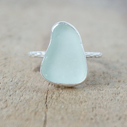 Size 9 Seafoam Green Sea Glass Stacking Ring