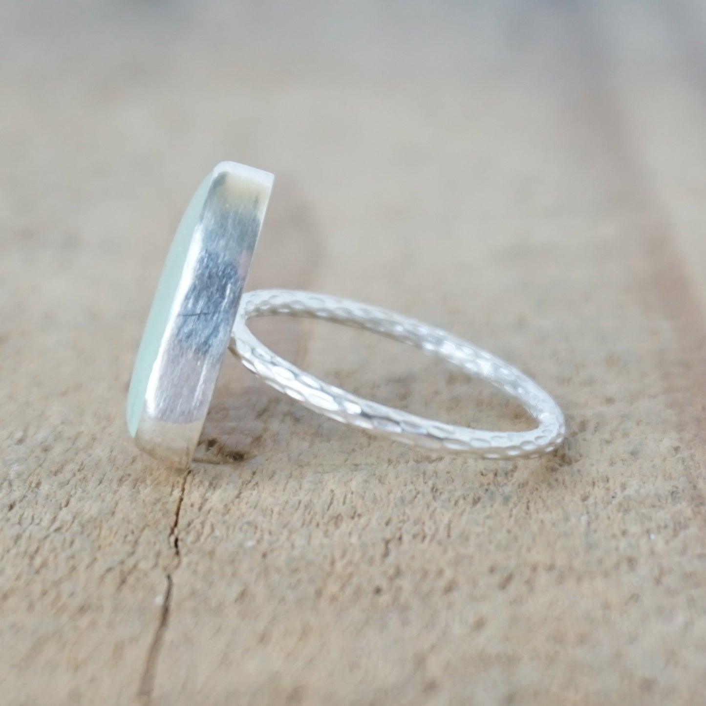 Size 9 Seafoam Green Sea Glass Stacking Ring