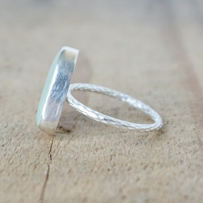 Size 9 Seafoam Green Sea Glass Stacking Ring