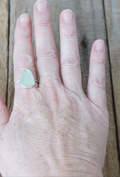 Size 9 Seafoam Green Sea Glass Stacking Ring