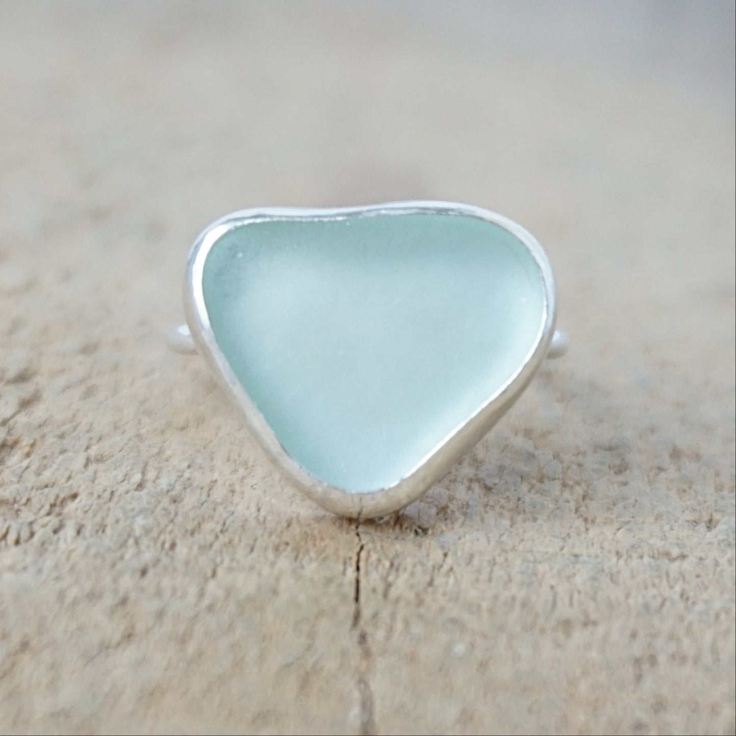 Size 7 Seafoam Green Sea Glass Stacking Ring