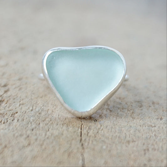 Size 7 Seafoam Green Sea Glass Stacking Ring