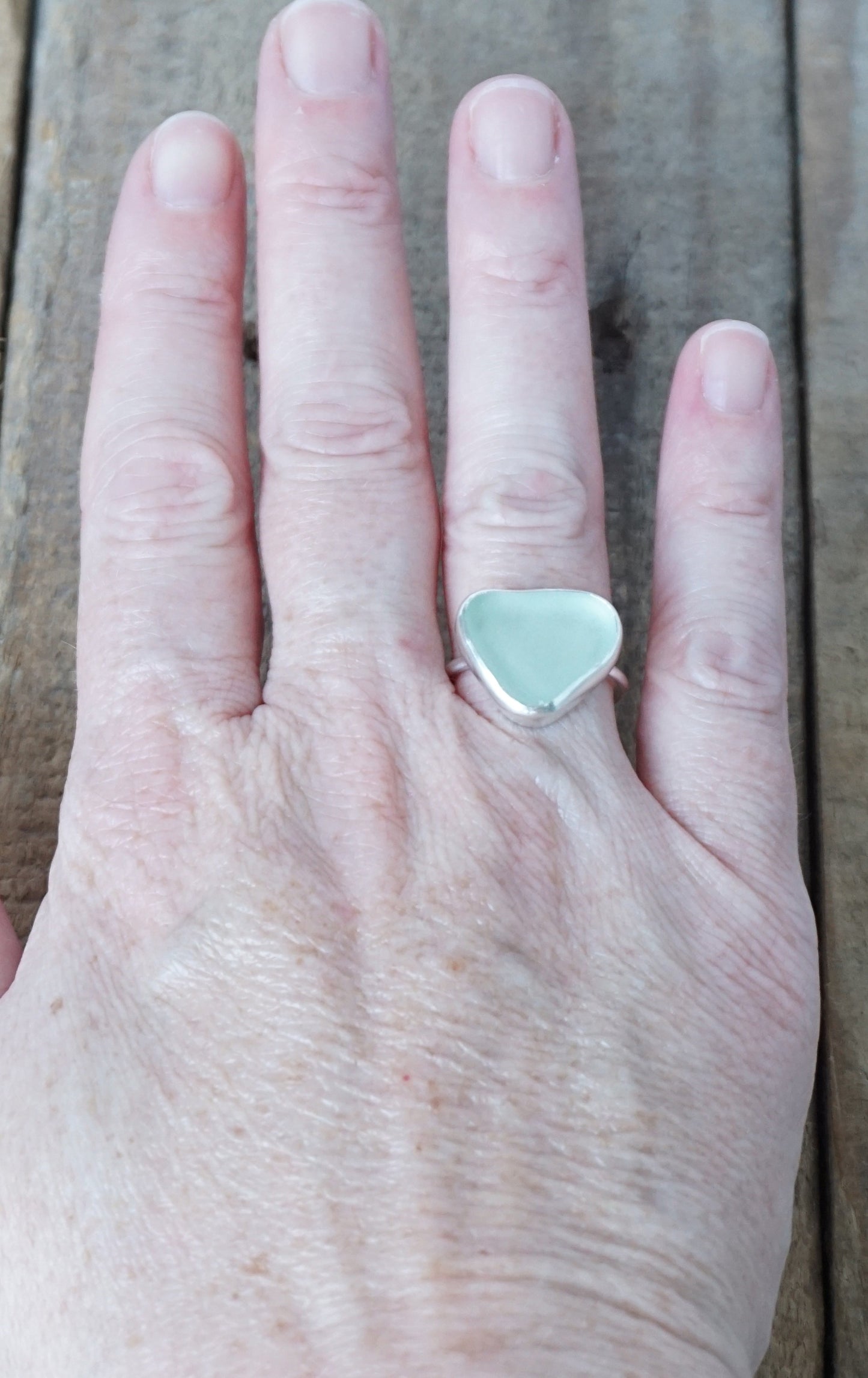 Size 7 Seafoam Green Sea Glass Stacking Ring
