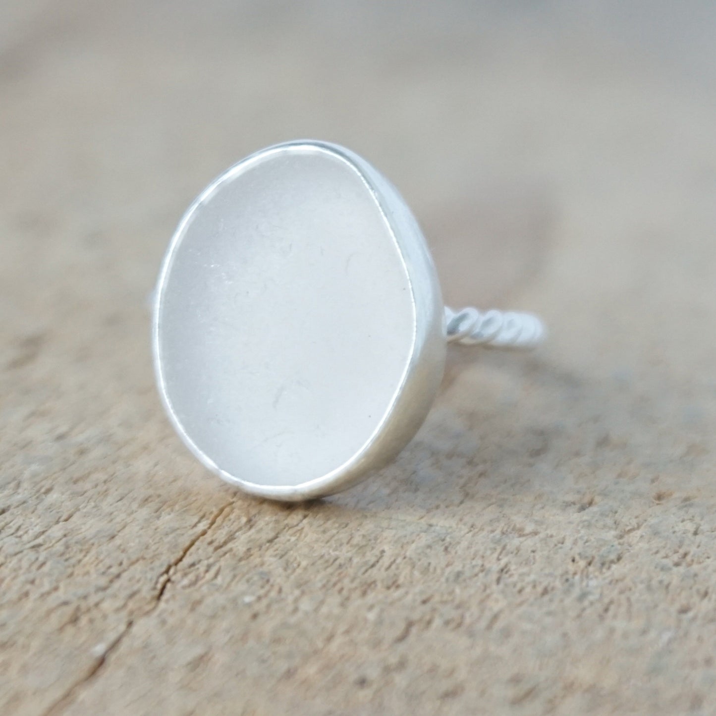 Size 7 Clear Sea Glass Stacking Ring