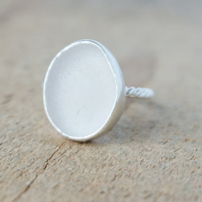 Size 7 Clear Sea Glass Stacking Ring