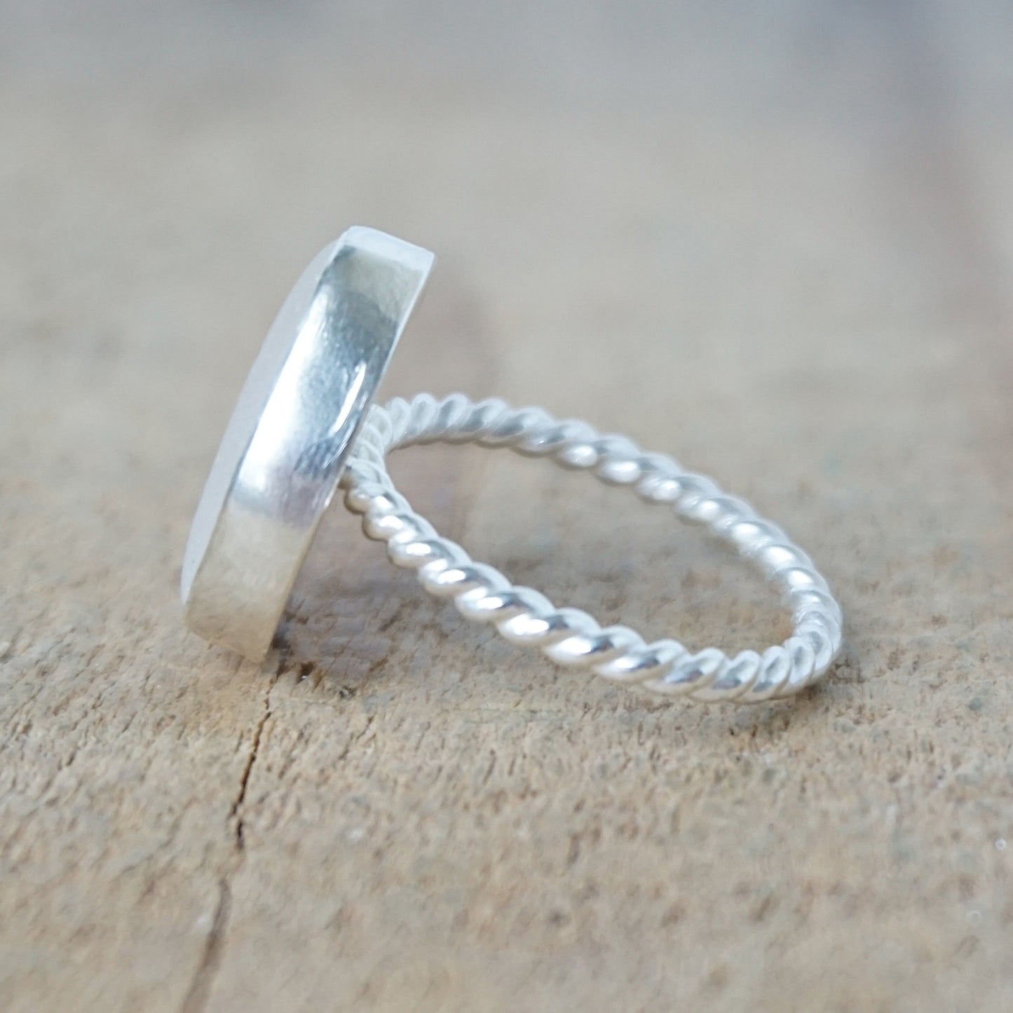 Size 7 Clear Sea Glass Stacking Ring