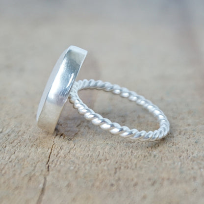 Size 7 Clear Sea Glass Stacking Ring