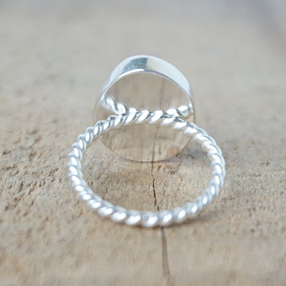 Size 7 Clear Sea Glass Stacking Ring