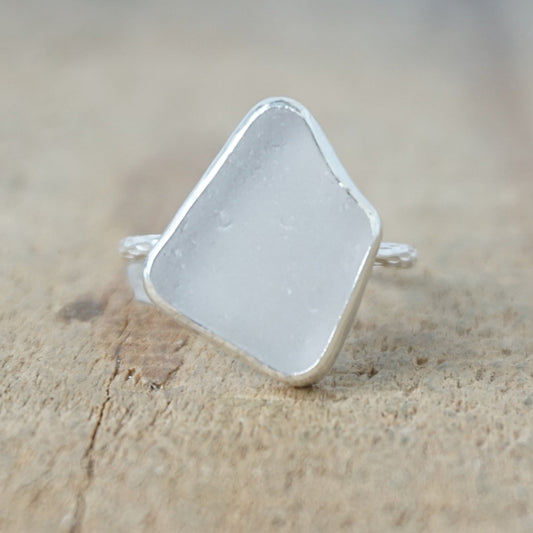 Size 7 1/2 Light Lavender Sea Glass Stacking Ring