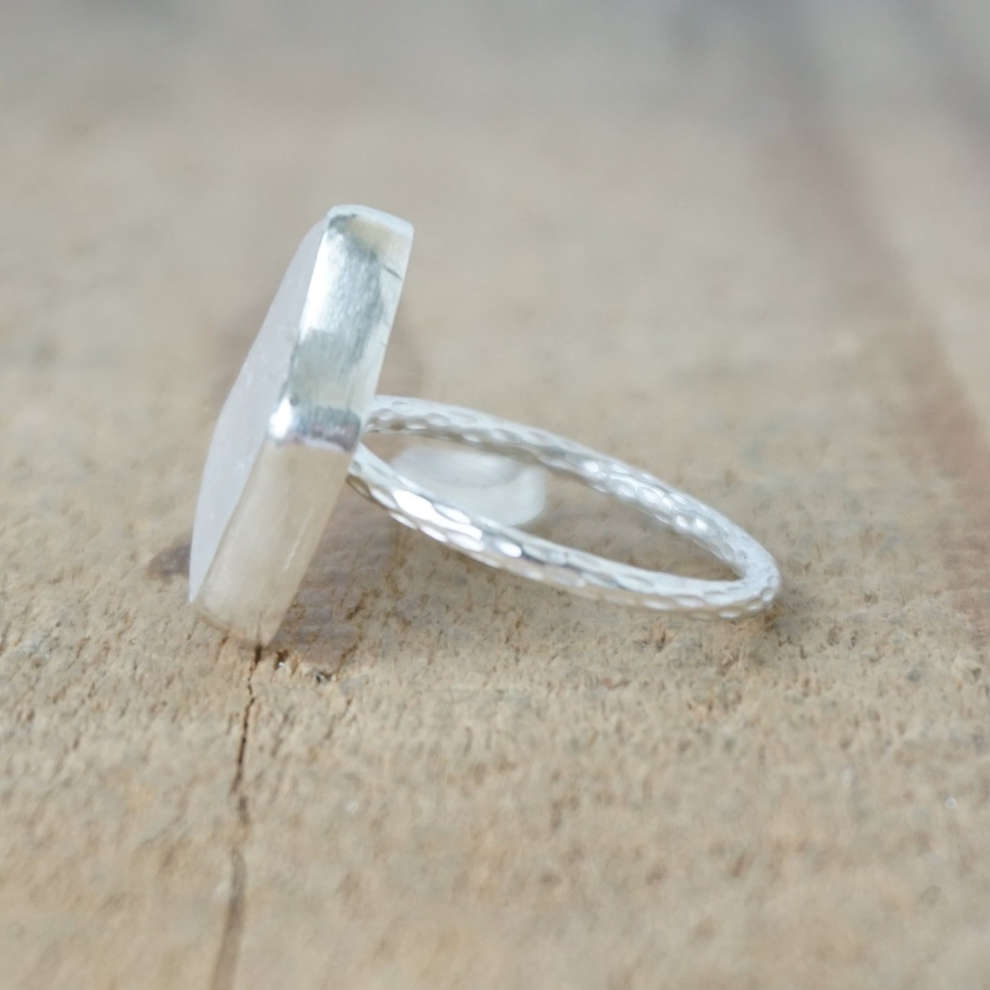 Size 7 1/2 Light Lavender Sea Glass Stacking Ring