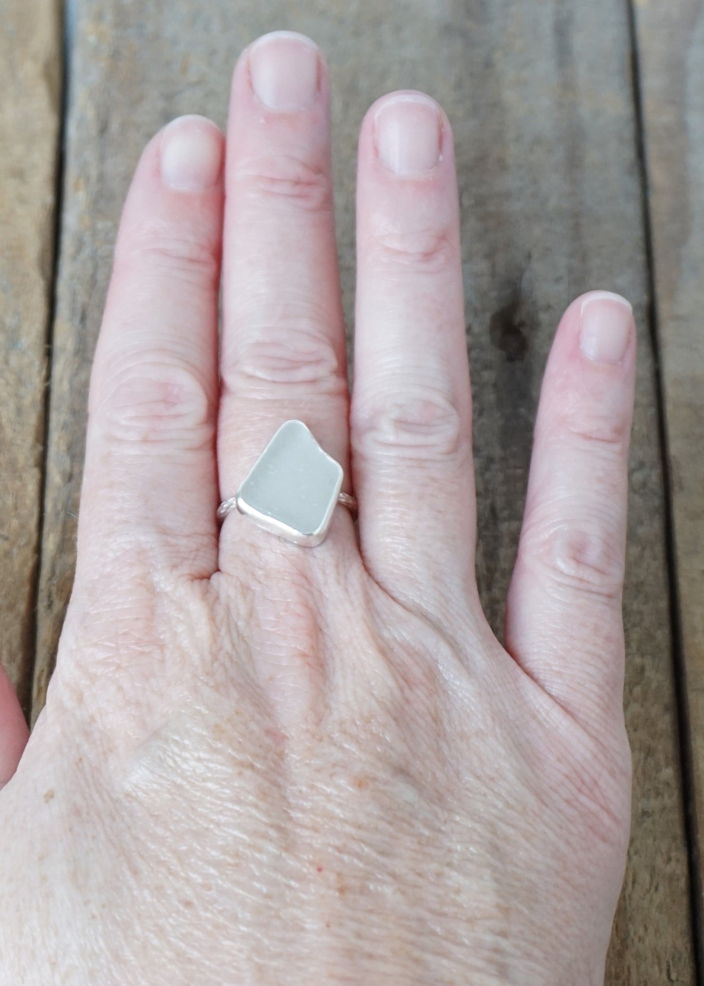 Size 7 1/2 Light Lavender Sea Glass Stacking Ring