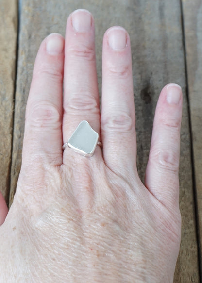 Size 7 1/2 Light Lavender Sea Glass Stacking Ring