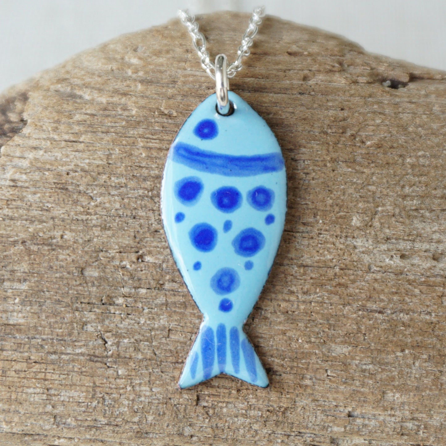 Light Blue Enamel Fish Necklace