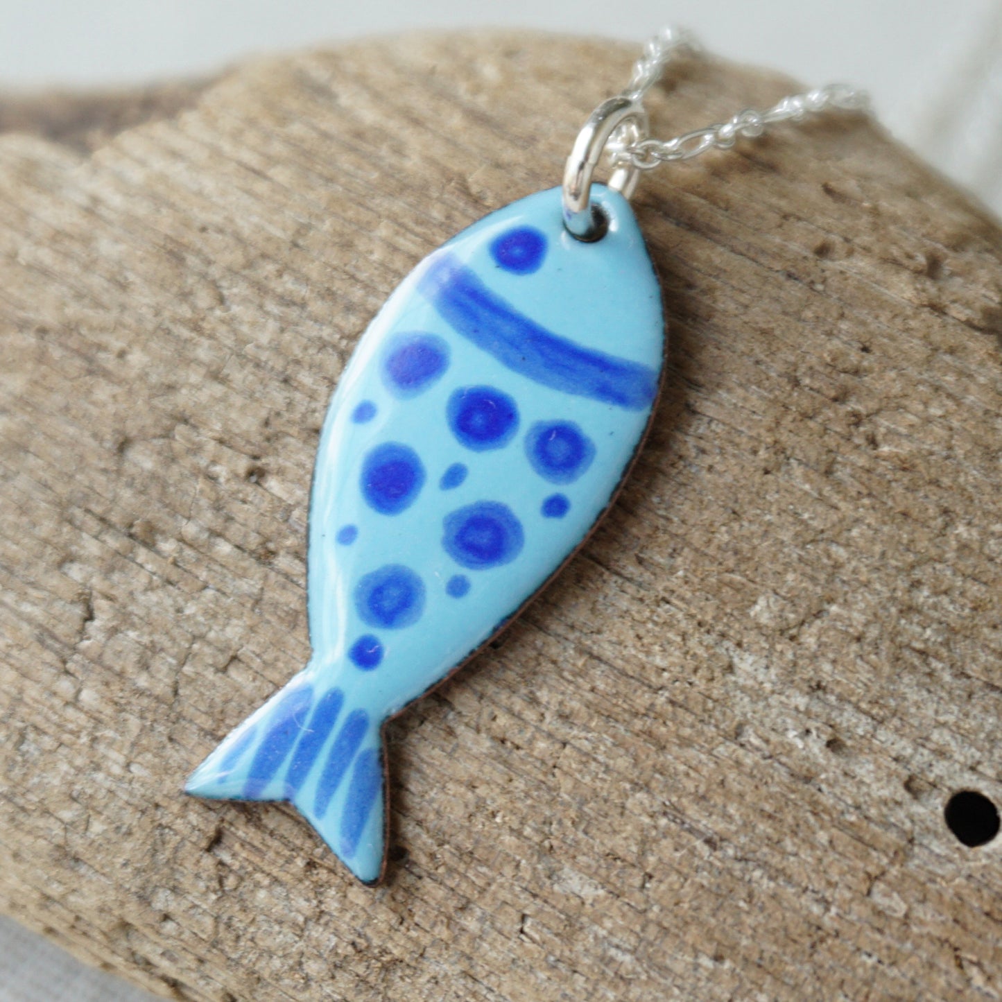 Light Blue Enamel Fish Necklace