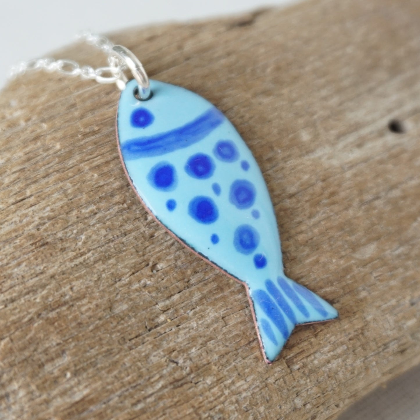 Light Blue Enamel Fish Necklace