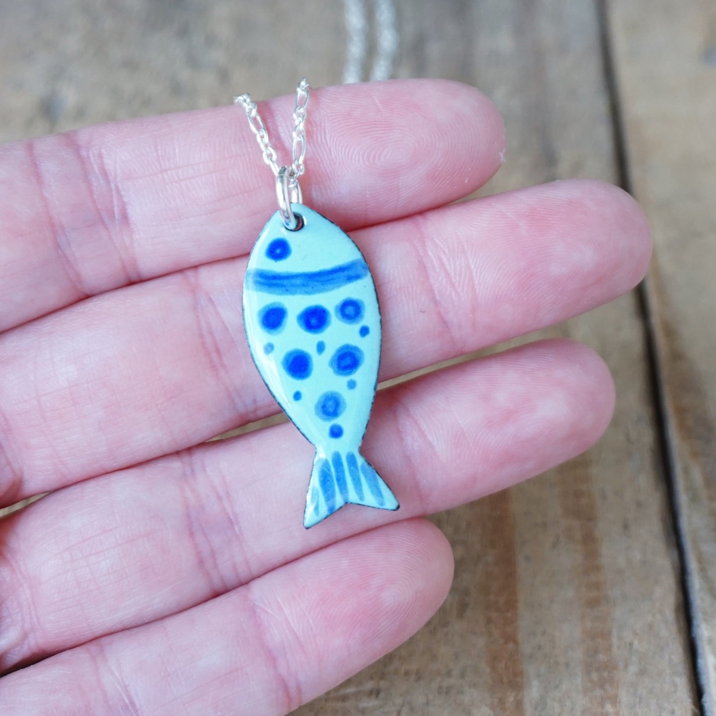 Light Blue Enamel Fish Necklace