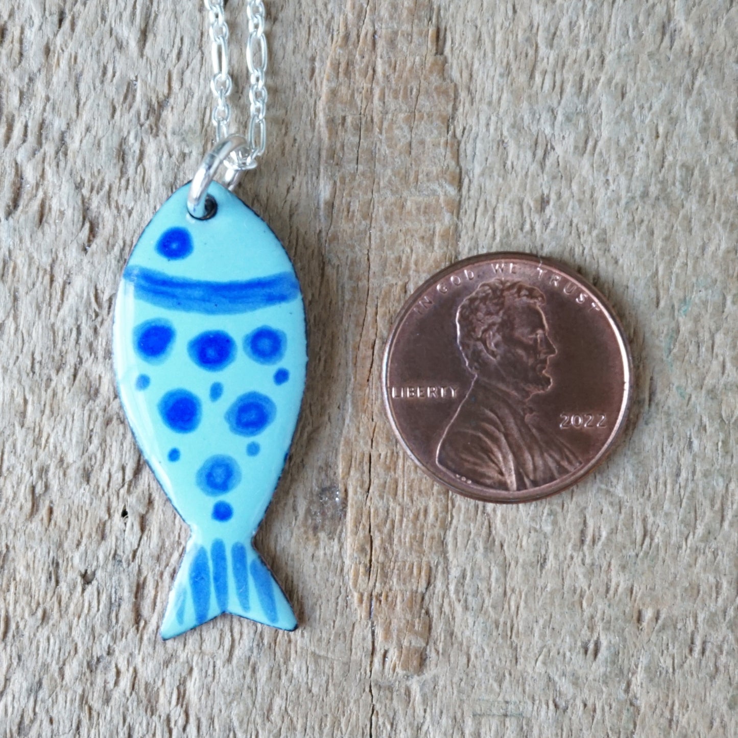 Light Blue Enamel Fish Necklace