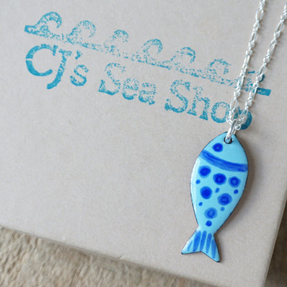 Light Blue Enamel Fish Necklace