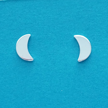 Sterling Silver Crescent  Moon Stud Earrings