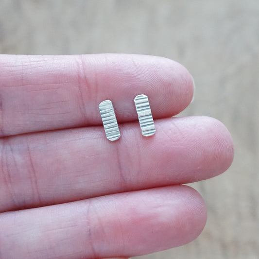 Sterling Silver Hammered Stud Earrings