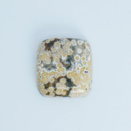Square-shaped ocean jasper with a pattern on a light gray background