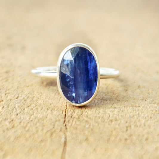 Size 6 3/4 Rose Cut Blue Kyanite Stacking Ring