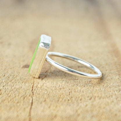 Size 8 1/2 Lime Green Sea Glass Stacking Ring