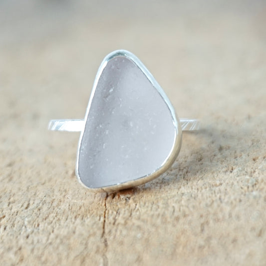 Size 8 Light Lavender Sea Glass Stacking Ring