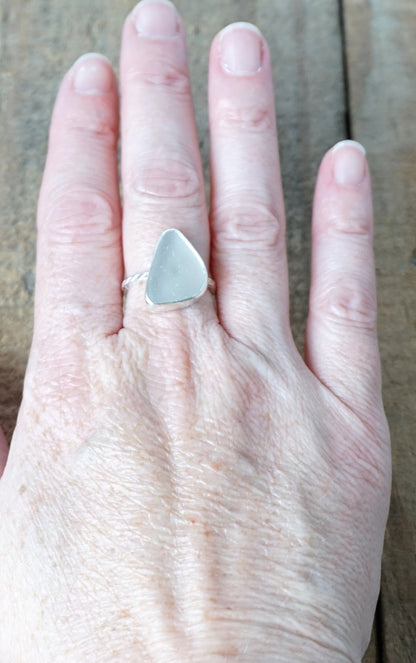 Size 8 Light Lavender Sea Glass Stacking Ring