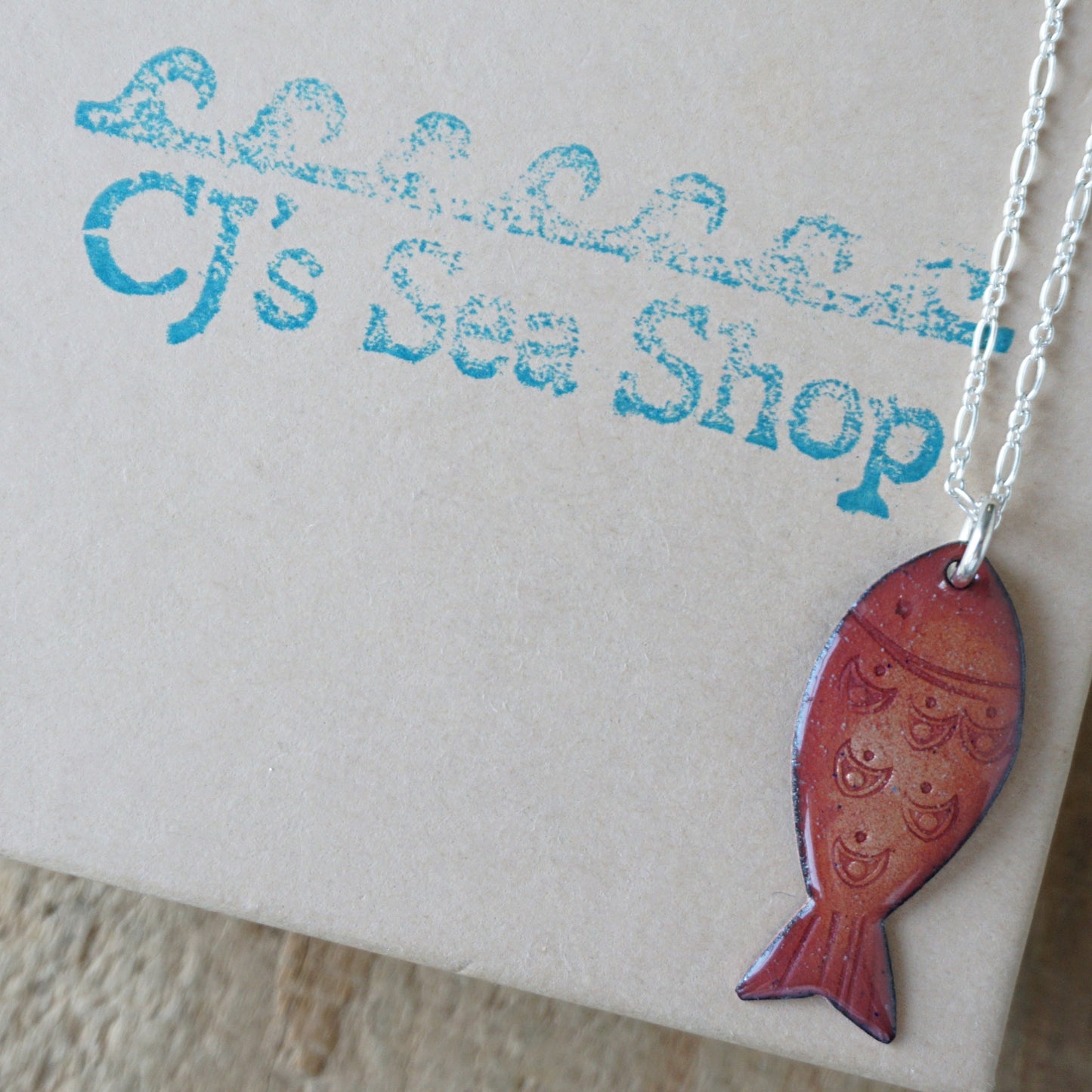 Metallic Bronze Enamel Fish Necklace